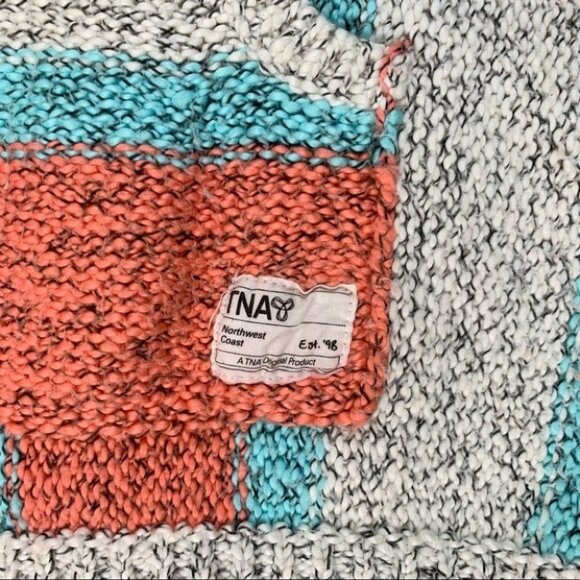 Aritzia TNA Cotton Baja Sweater Pullover Hoodie pullover Orange Blue Size XS - Picture 9 of 13